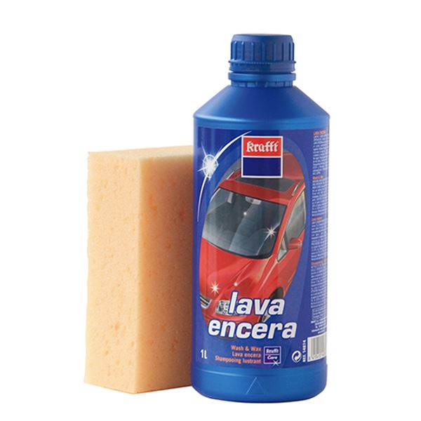 Champô de lavagem/cera para carroçaria Krafft 1l mais esponja Krafft
