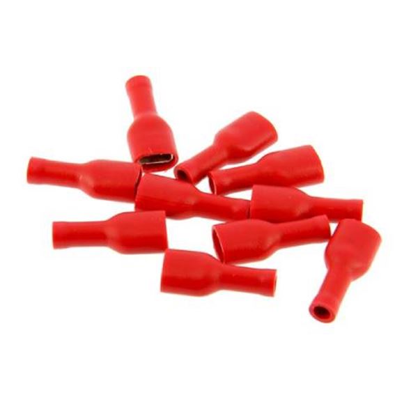 Terminal fêmea com isolamento plano vermelho