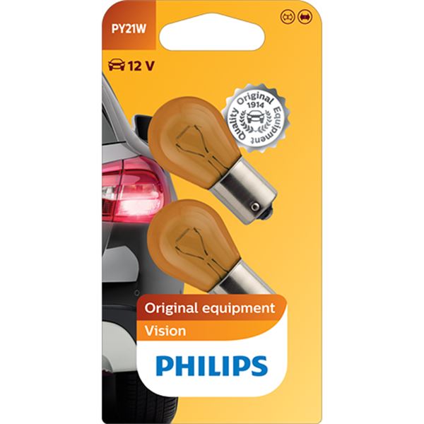 Lâmpada Philips py21w premium 12v âmbar 2 peças