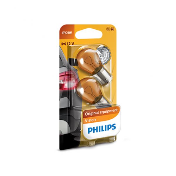 Lâmpada Philips py21w premium 12v âmbar 2 peças