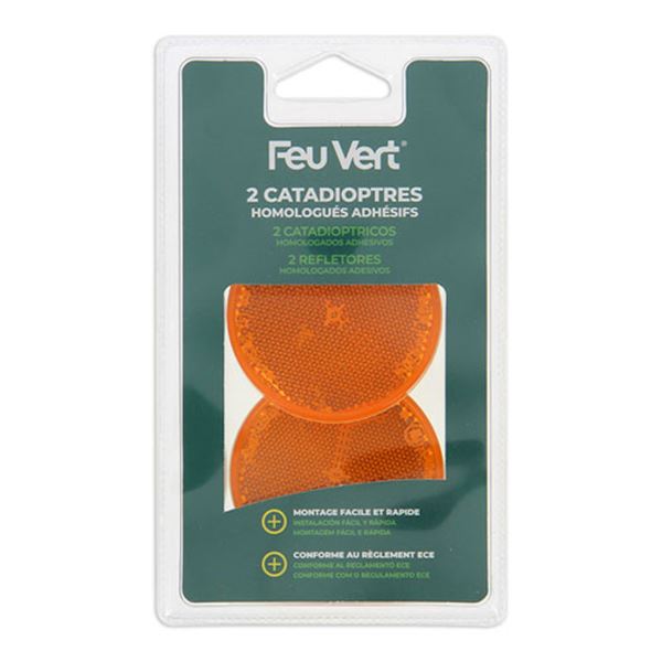 Catadióptrico redondo laranja (2 peças) Feu Vert