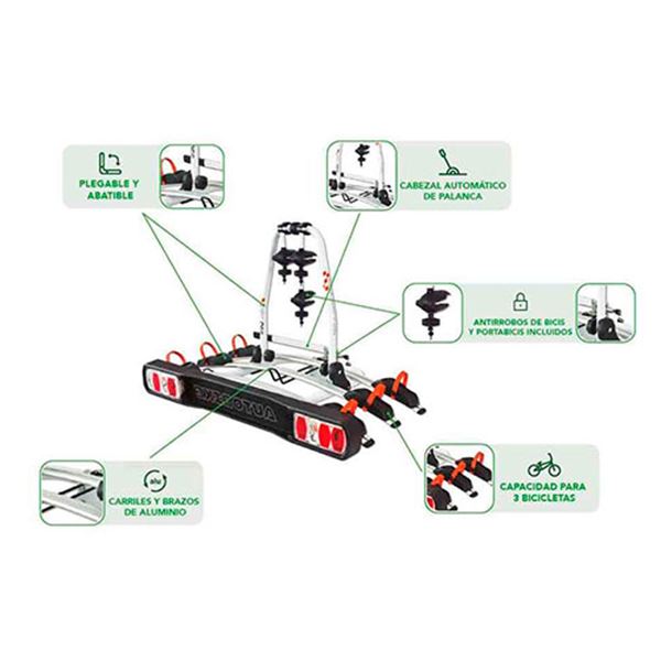 Porta-bicicletas Autobike pro z3 bola com plataforma para 3 bicicletas