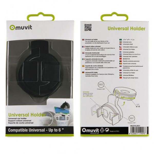 Suporte para telemóvel Muvit para para-brisas de automóveis