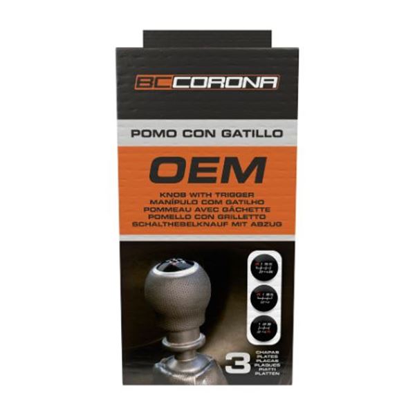 Botão da caixa de velocidades em pele preta com gatilho de 27 mm OEM