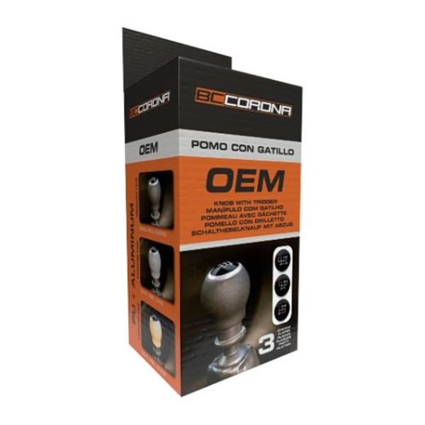 Botão da caixa de velocidades em pele preta com gatilho de 27 mm OEM