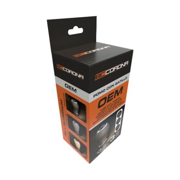 Botão da caixa de velocidades em pele preta com gatilho de 27 mm OEM