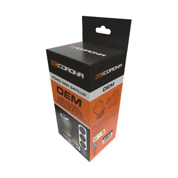 Botão da caixa de velocidades em pele preta com gatilho de 27 mm OEM