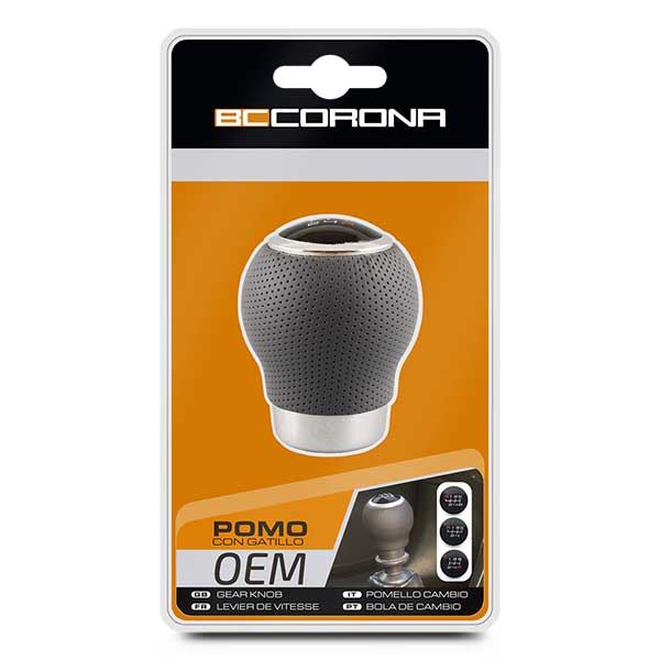 Punho da caixa de velocidades em pele cinzenta com gatilho de 27 mm OEM
