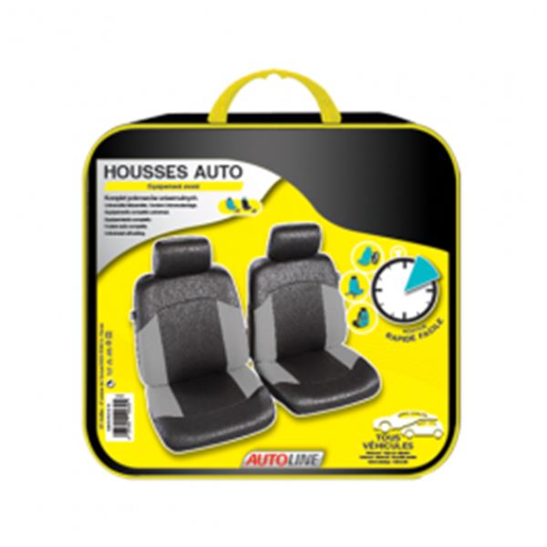 Capas para bancos de automóvel uranus preto/cinzento conjunto frontal