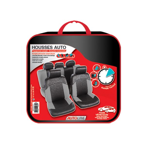 Conjunto completo de capas para bancos de automóvel uranus preto/cinzento