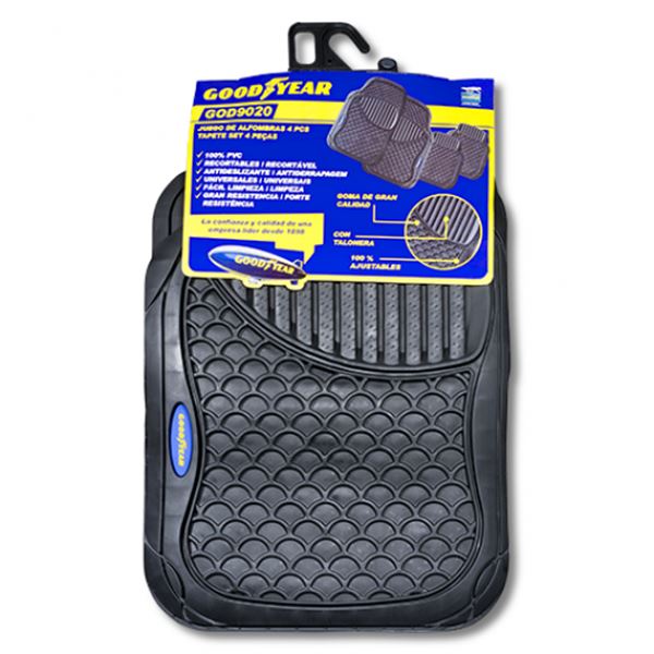 Conjunto de tapetes de borracha preta Goodyear para automóvel