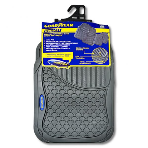 Conjunto de tapetes de borracha cinzenta Goodyear para automóvel