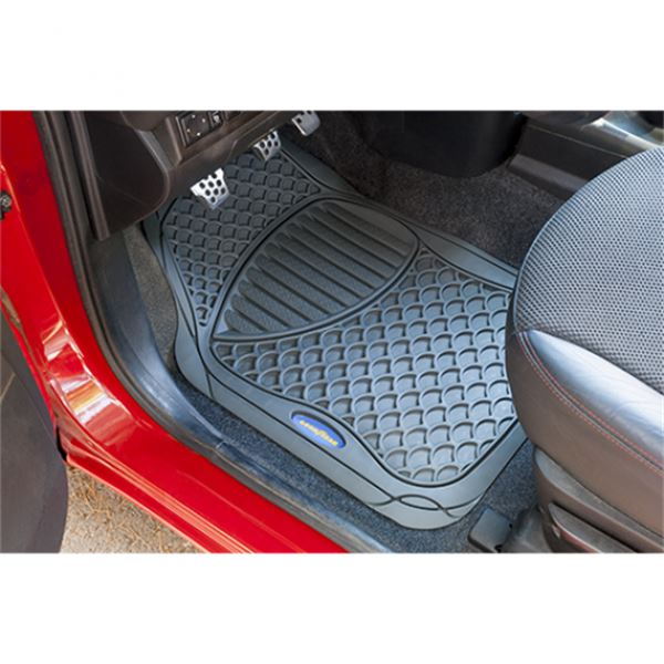 Conjunto de tapetes de borracha cinzenta Goodyear para automóvel