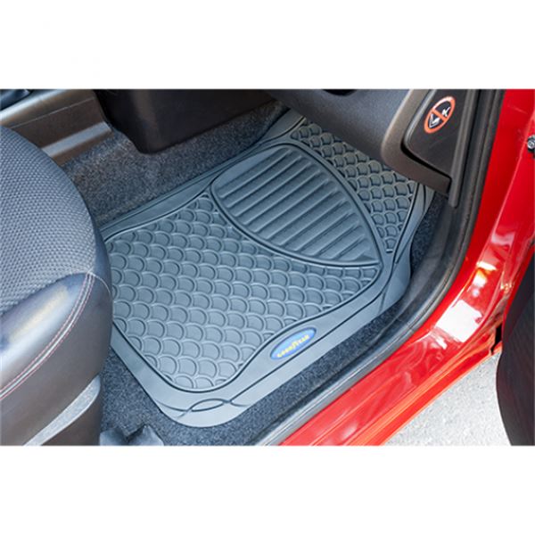 Conjunto de tapetes de borracha cinzenta Goodyear para automóvel