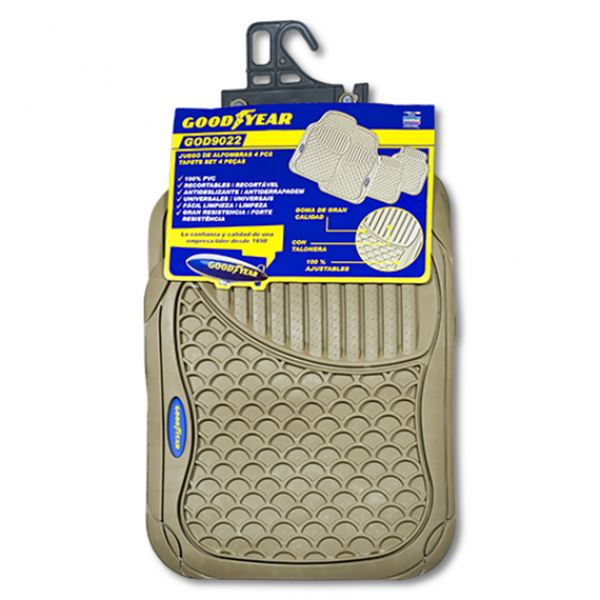 Conjunto de tapetes de borracha Goodyear Beige para automóvel