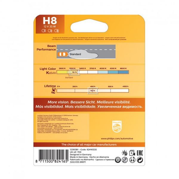 Lâmpada h8 Philips vision 35w 12v 1 unidade