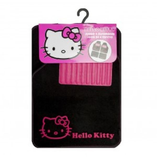 Conjunto de tapetes de carpete Hello Kitty Preto