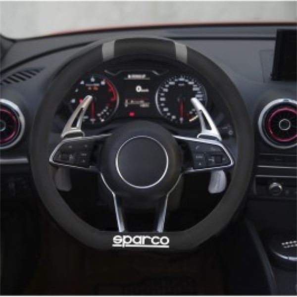 Cobertura do volante Sparco com base plana preta/cinzenta