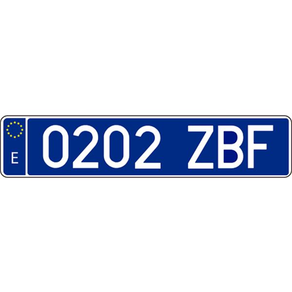Placa de matrícula metálica azul