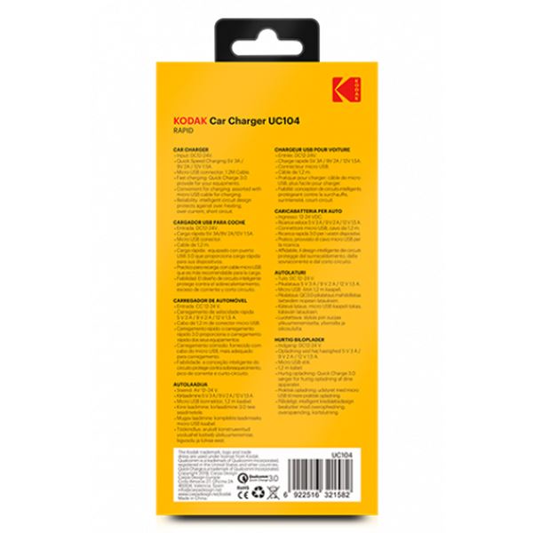 Carregador micro USB para smartphone Kodak