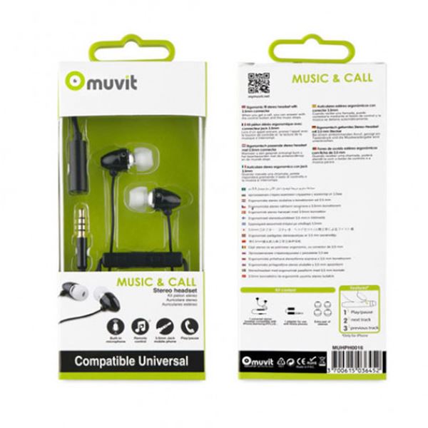 Auscultadores multimédia estéreo Muvit muhph0016