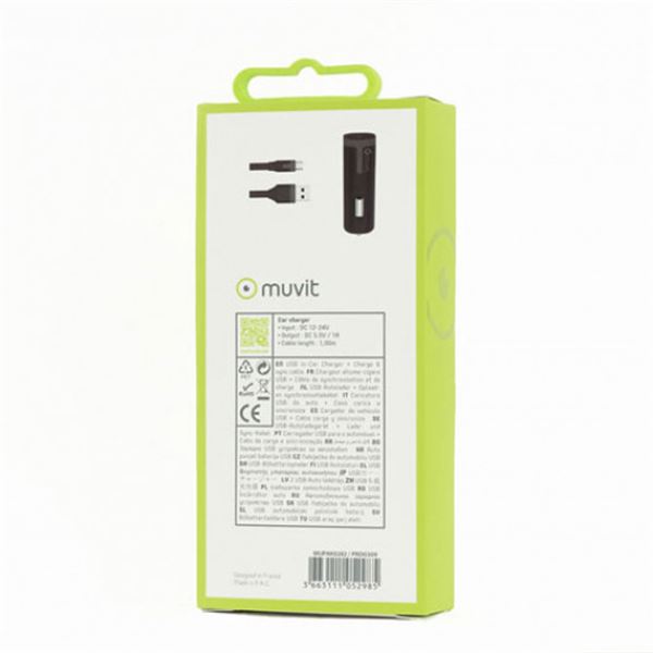 Carregador de telemóvel para automóvel Muvit micro usb