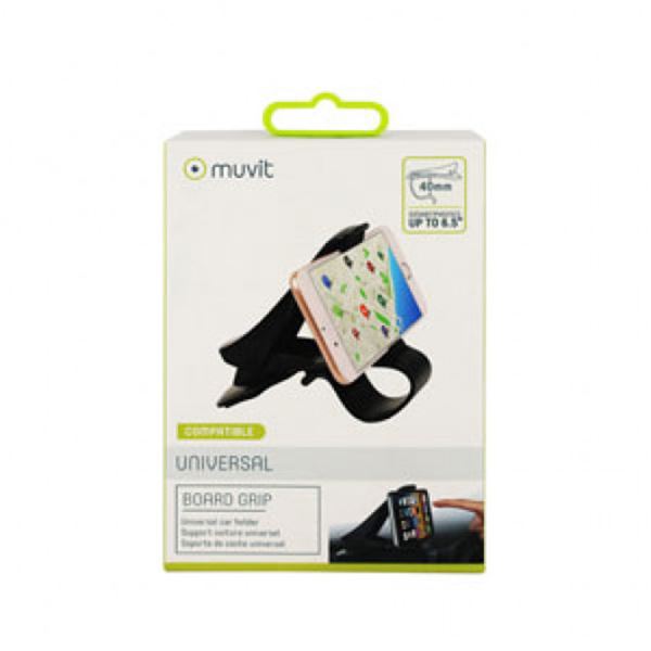 Suporte universal para telemóvel para automóvel com grampo frontal Muvit