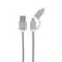 Cabo carregador Auto-T 2 em 1 usb 90cm cinzento