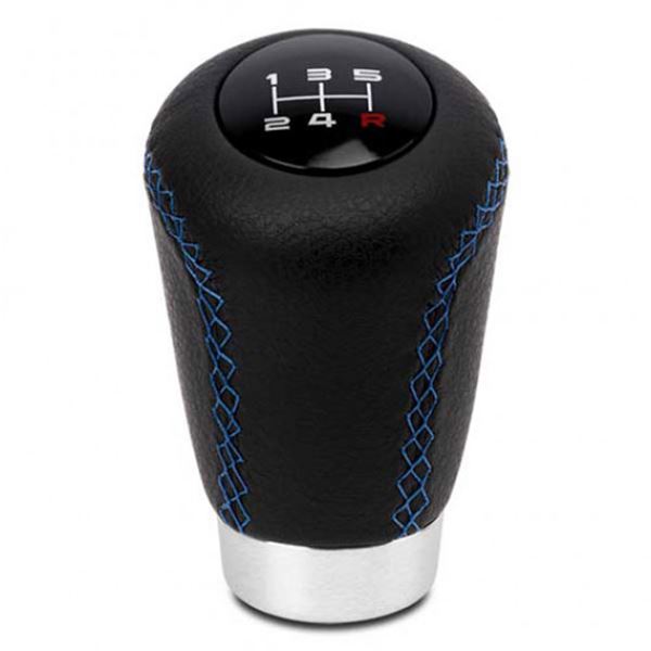Botão da caixa de velocidades BC Corona OEM 2 em pele sintética preta/azul