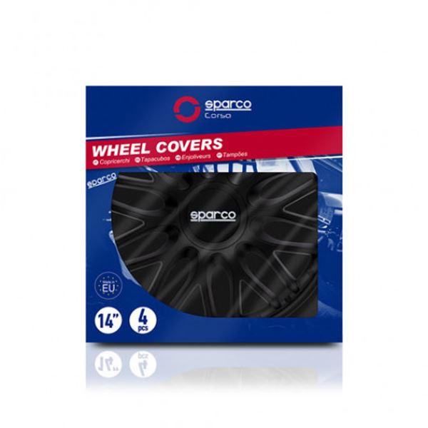 Tampão de rodas Sparco Roma 14 polegadas preto 4 peças