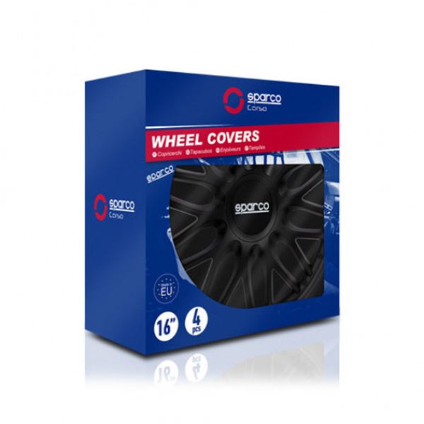 Sparco Roma 16 polegadas Tampão de rodas pretas pcs