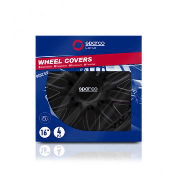 Sparco Roma 16 polegadas Tampão de rodas pretas pcs