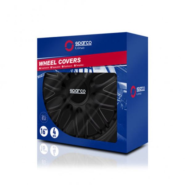 Sparco Roma 16 polegadas Tampão de rodas pretas pcs