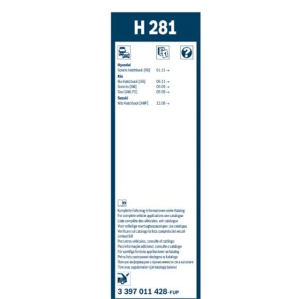 Escova limpa para-brisas Bosch h281 traseira 1 unid.