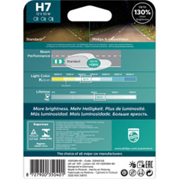 Lâmpada h7 Philips xtreme vision 55w 12v 1 pc