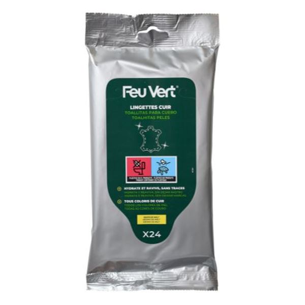 Toalhetes de limpeza de couro Feu Vert Premium 24 peças.