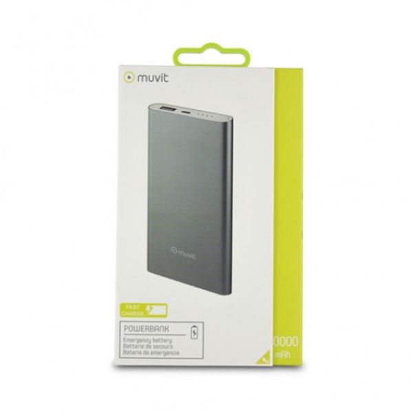 Muvit 10000 mah bateria externa multiusos para telemóvel prata