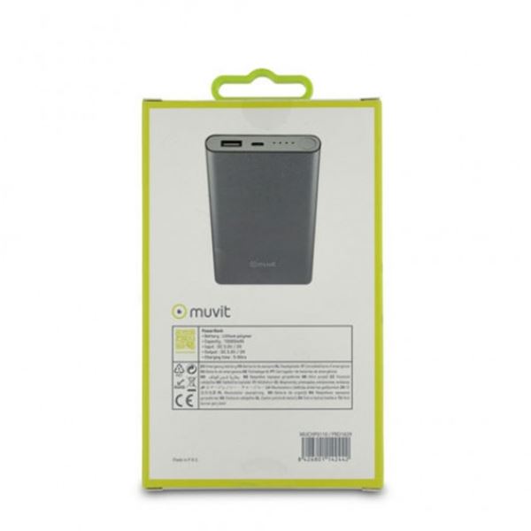 Muvit 10000 mah bateria externa multiusos para telemóvel prata