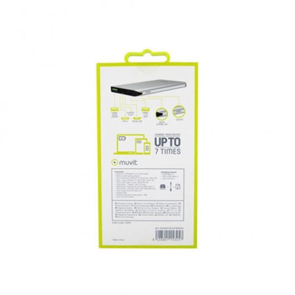 Muvit 10000 mah bateria externa multiusos para telemóvel 7 cargas max. prata
