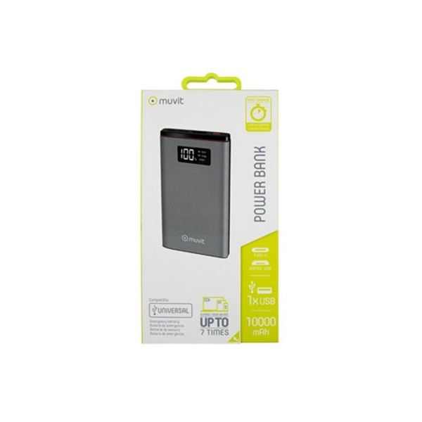 Bateria móvel externa multiusos Muvit 10000 mah com ecrã LED