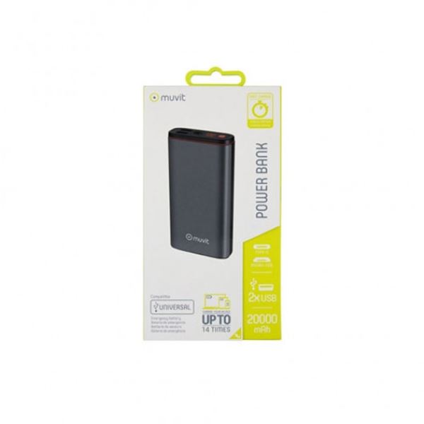 Bateria móvel externa multiusos Muvit 20000 mah com ecrã LED