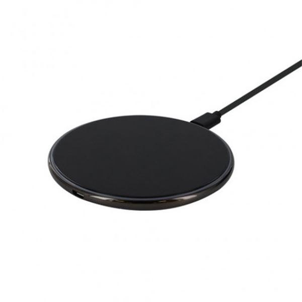 Carregador sem fios de secretária Muvit 5w-7,5w-10w-15w preto e prateado
