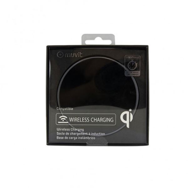 Carregador sem fios de secretária Muvit 5w-7,5w-10w-15w preto e prateado