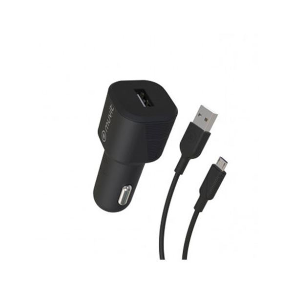 Pack carregador de telemóvel para automóvel usb 2.4a e cabo micro usb para automóvel 2.4a 1,2m preto Muvit para mudança