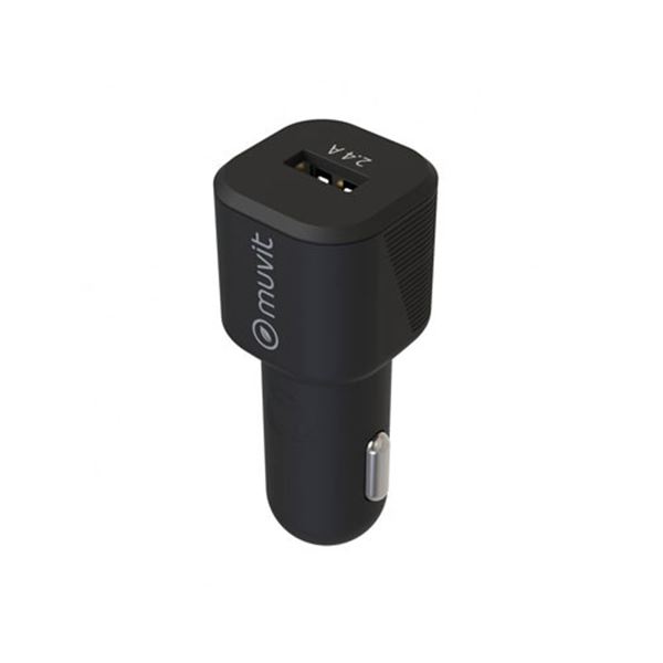 Pack carregador de telemóvel para automóvel usb 2.4a e cabo usb-lightning mfi 2.4a 1.2m preto Muvit for change