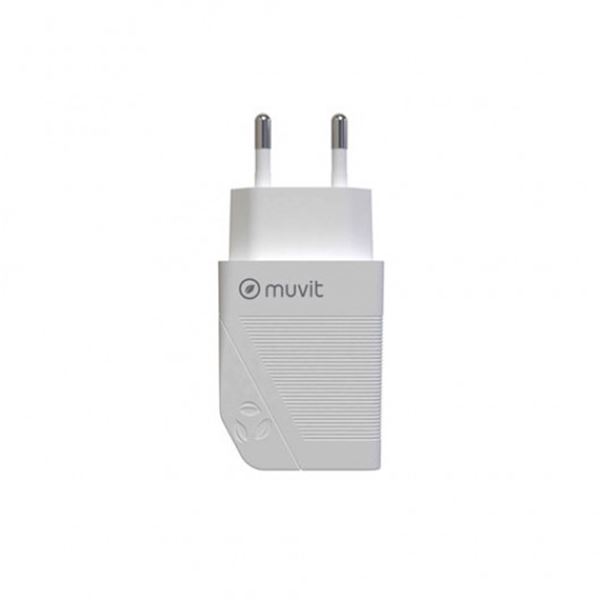 Carregador de telemóvel 2 portas usb 4.8a 24w branco Muvit para mudança