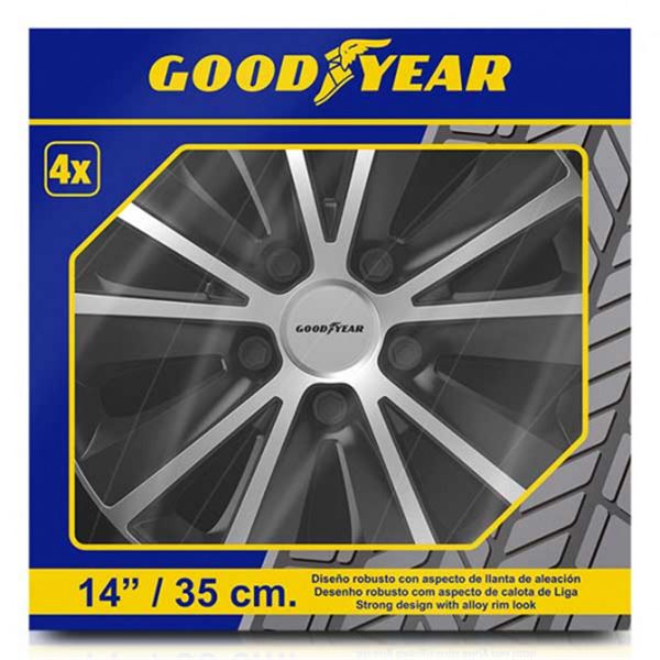 Tampão de rodas Goodyear Monaco 14" preto/prata 4pcs