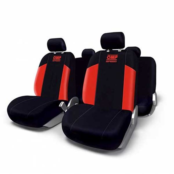 Conjunto de capas para assento de automóvel preto/vermelho Omp speed