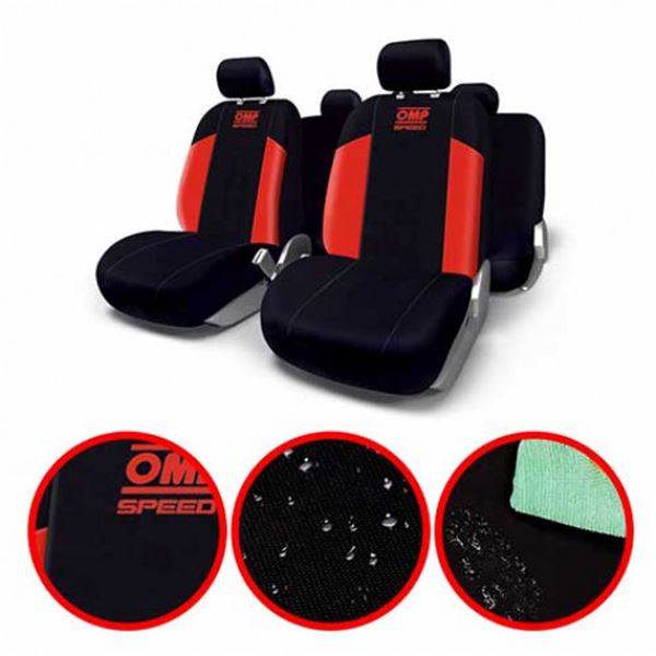 Conjunto de capas para assento de automóvel preto/vermelho Omp speed