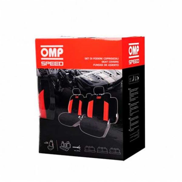 Conjunto de capas para assento de automóvel preto/vermelho Omp speed
